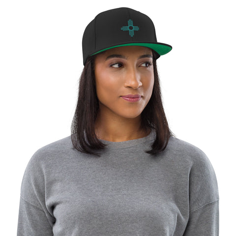 New Mexico Zia Symbol / Turquoise / Duke City | Snapback Hat