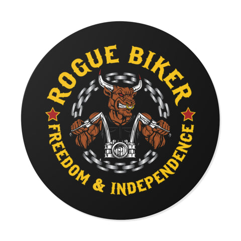 Rogue Biker [Freedom & Independence] | Round Vinyl Stickers