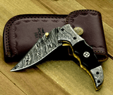 Shokunin USA Spire Damascus Folding Pocket Knife - Handmade