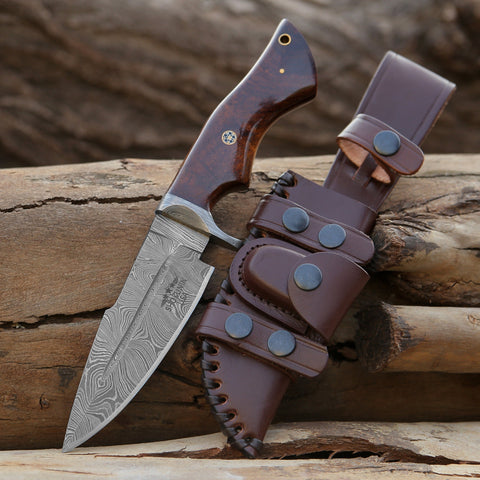 Shokunin USA Bigcat All Purpose Hunting Knife 10", Damascus Knife, Camping Survival Hunting Knife