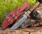 Shokunin USA Ash Bowie Knife 12" and Damascus Steel Hunting Knife - Premium Quality Damascus Knife for Hunting and Outdoor Activities