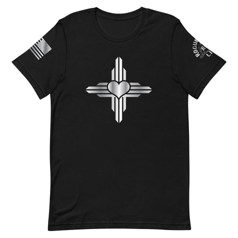New Mexico - Zia Symbol - Heart [Silver] | Unisex T-Shirt
