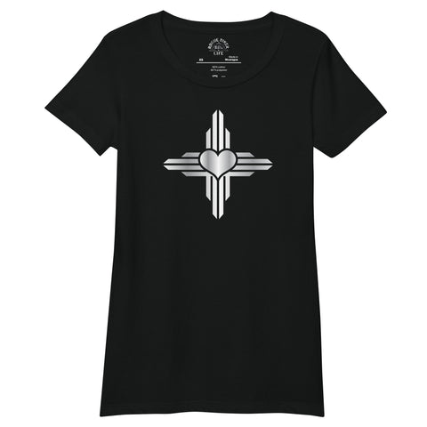 New Mexico - Zia Symbol - Heart | Women’s Fitted T-Shirt